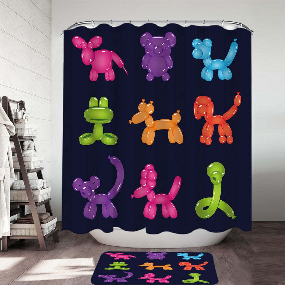 Creative Dog Shapes Balloons Shower Curtain - Quirky Bathroom Decor