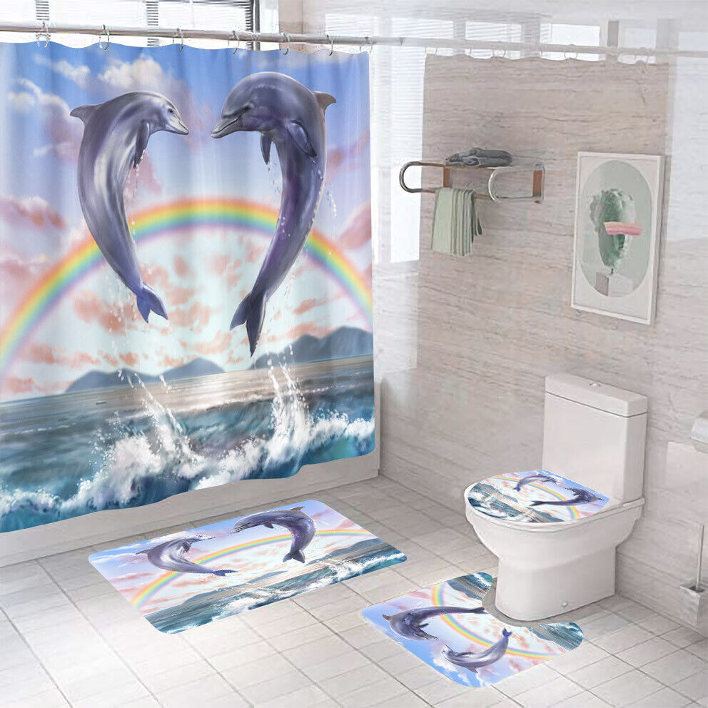 Creative Dolphin Couple Shower Curtain - Add Some Fun To Your Bathroom Decor