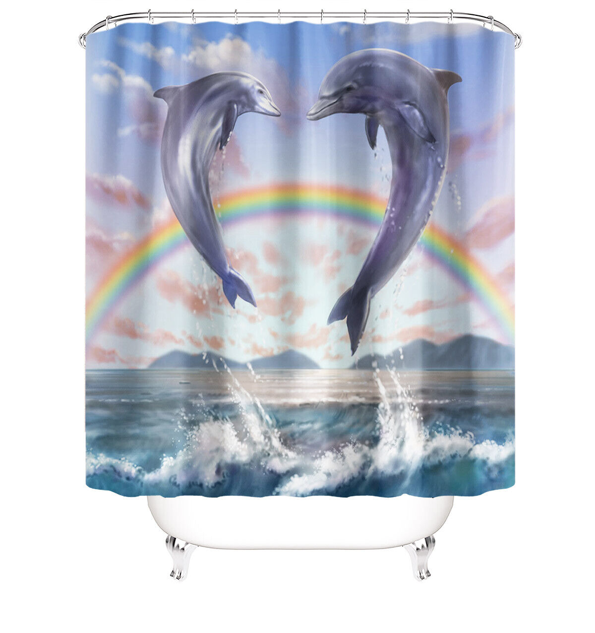 Creative Dolphin Couple Shower Curtain - Add Some Fun To Your Bathroom Decor - Image 2