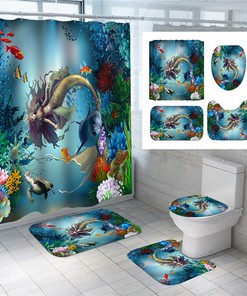 Creative Dolphin Mermaid Waterproof Shower Curtain For A Magical Bath Experience