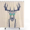 Creative Fun Animal Deer Illustration Shower Curtain With Antlers For Animal Lovers