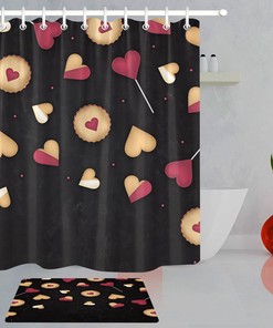 Creative Heart Cookies Sweets Shower Curtain for Bathroom Decor