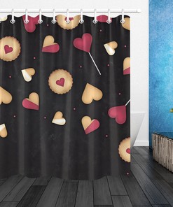 Creative Heart Cookies Sweets Shower Curtain for Bathroom Decor