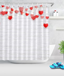 Creative Heart Ornaments Art Shower Curtain | Valentine's Day Print for Bathroom
