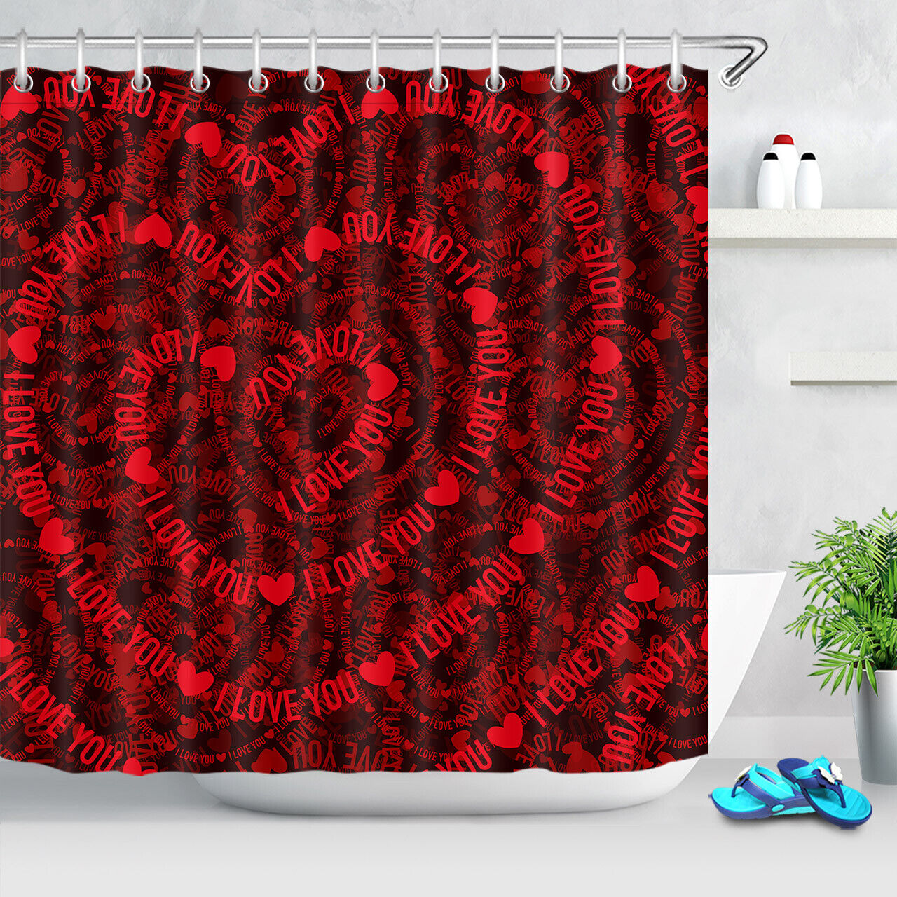 Creative Heart Shape Letters Shower Curtain for Bathroom Decor LB
