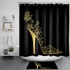 Creative High Heel Gold Butterfly Shower Curtain For Feminine Bathroom Decor