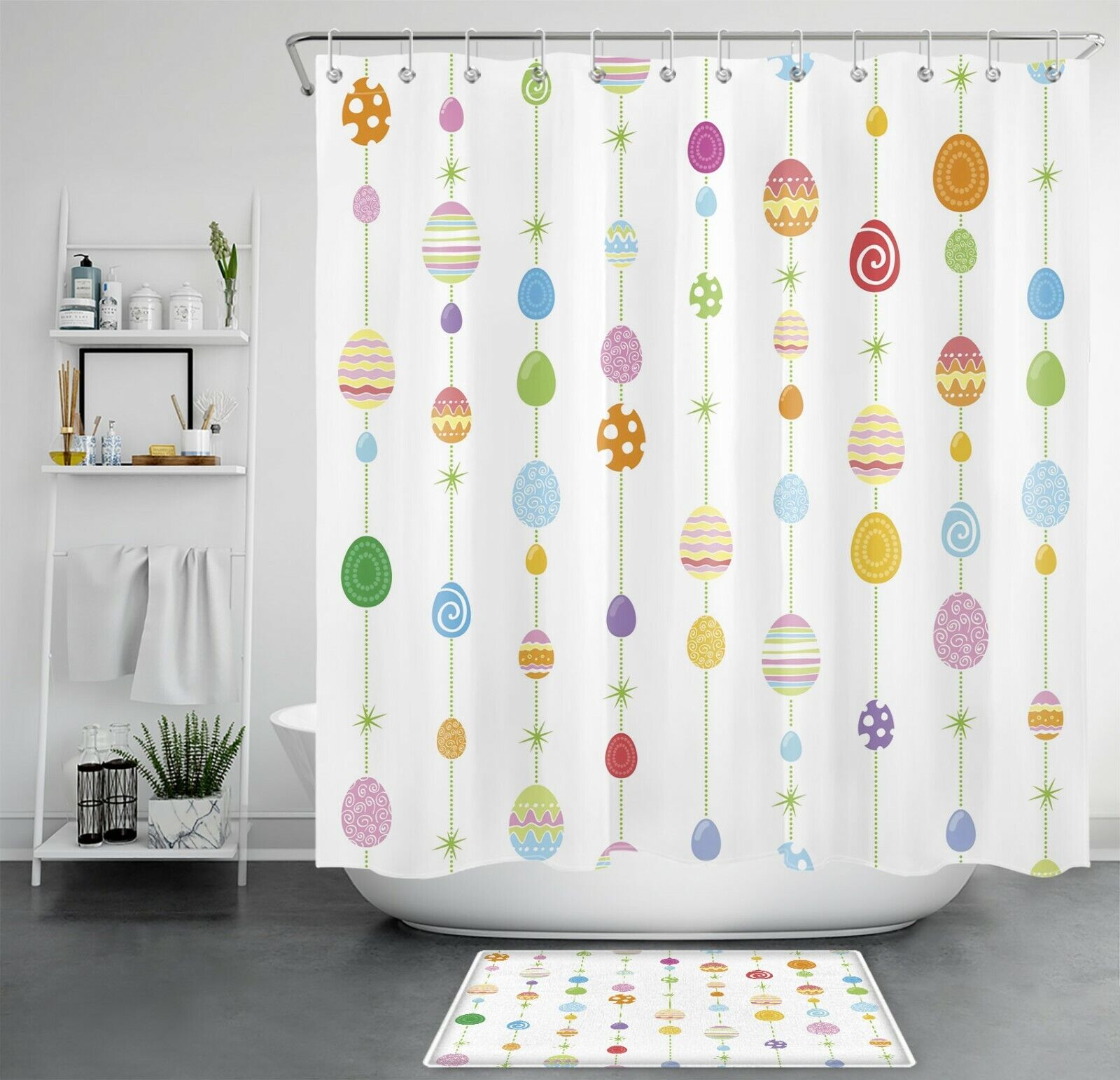 Creative Minimalist Art Easter Eggs Shower Curtain For Bathroom Decor