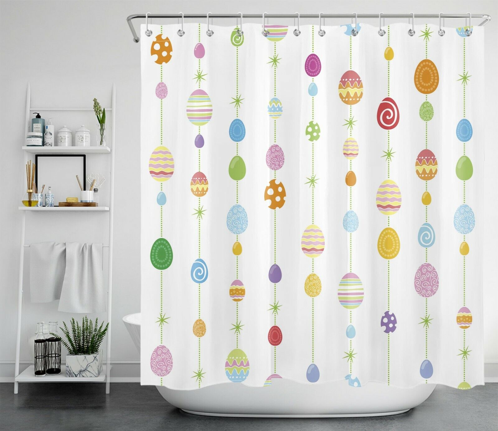 Creative Minimalist Art Easter Eggs Shower Curtain For Bathroom Decor