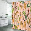 Creative Pink Leopard and Tropical Palm Leaves Shower Curtain for Safari Bathroom Decor