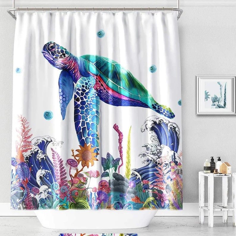 Creative Sea Turtle Shower Curtain for Unique Bathroom Decor