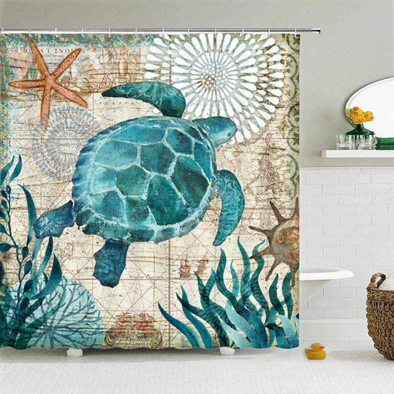 Creative Sea Turtle Shower Curtain for Unique Bathroom Decor