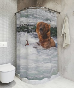 Creative Shower Curtain With Bear Print Design, Perfect For Nature Lovers
