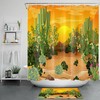 Creative Shower Curtain with Green Tree Flower Cactus Design, Perfect for any Nature Lover