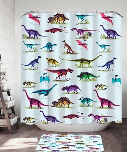 Creative Shower Curtain with X Rays of Dinosaurs Design for A Playful Bathroom Decor
