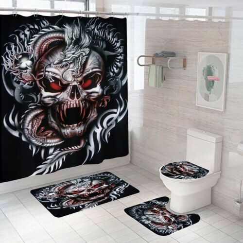 Creative Skull Fabric Shower Curtain - Unique Skull Bathroom Decor