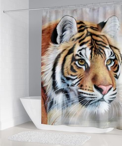 Creative Tiger Shower Curtain with Realistic Print and Colorful Design