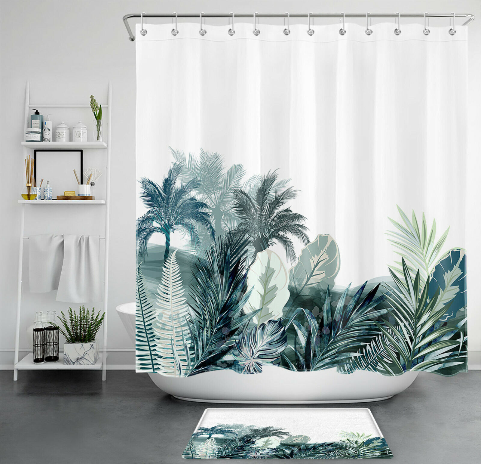 Creative Tropical Botanical Palm Tree Shower Curtain for Bathroom Accessories