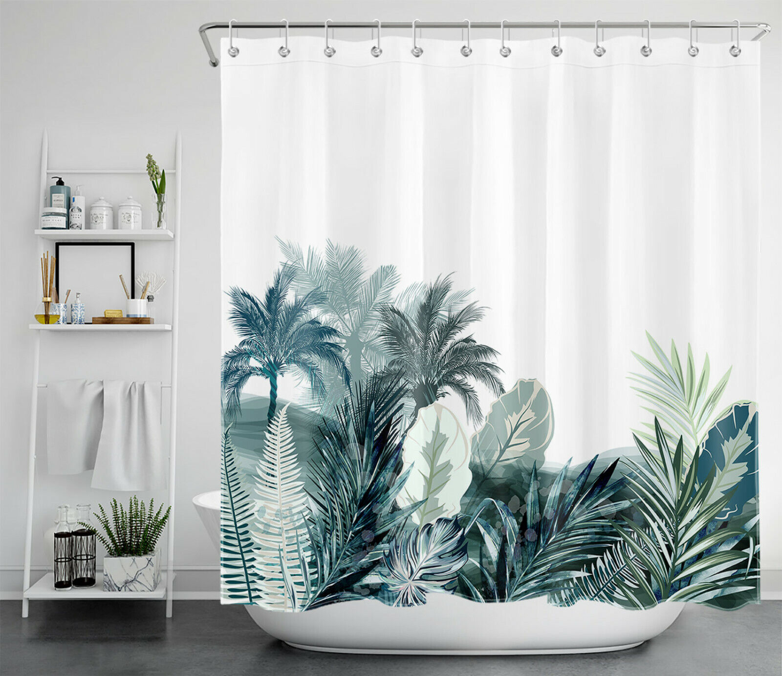 Creative Tropical Botanical Palm Tree Shower Curtain for Bathroom Accessories