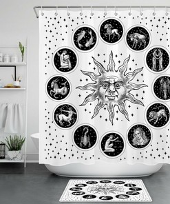 Creative Twelve Constellations Burning Sun Shower Curtain For Bathroom Decor