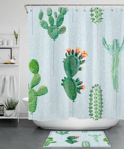 Creative Watercolor Cactus Shower Curtain For A Unique Bathroom Look