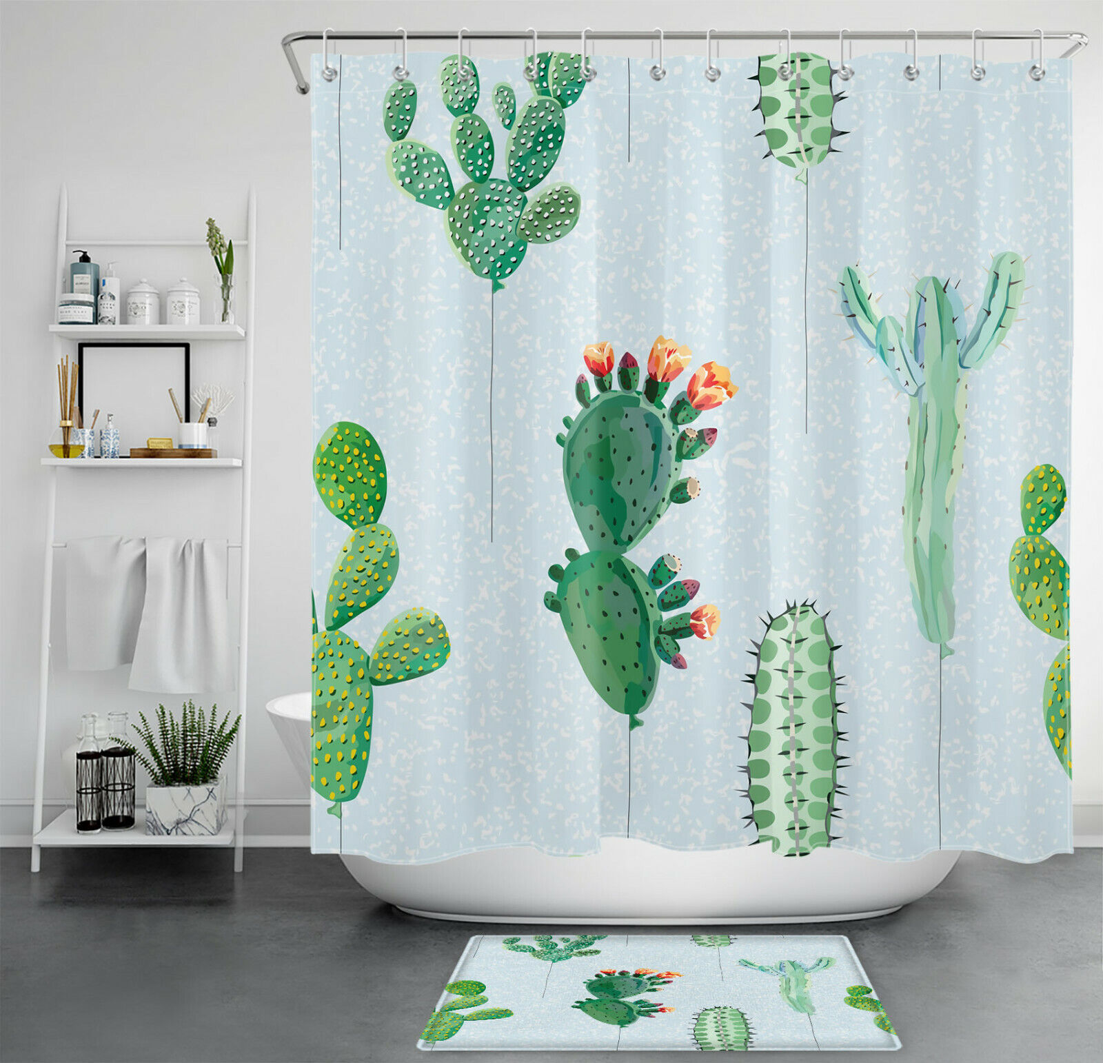 Creative Watercolor Cactus Shower Curtain For A Unique Bathroom Look