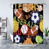 Creative Watercolor Sports Shower Curtain for Boys Teens with Basketball, Football, Baseball, Hockey and Stars Design