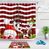 Creative Xmas Tree and Red Stripes Santa Deer Shower Curtain