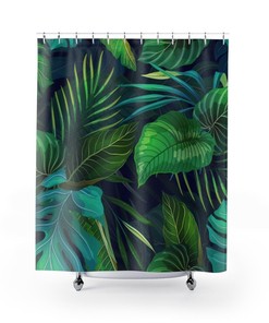 Creatively Designed Palm Leaves Art Deco Shower Curtain for Bathroom