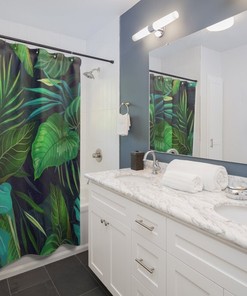 Creatively Designed Palm Leaves Art Deco Shower Curtain for Bathroom