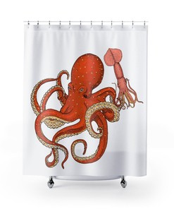 Creatures In The Sea Retro Shower Curtain for Unique Bathroom Decor Gift 