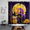 Creepy Halloween Shower Curtain With Cat Pumpkin For A Scary Bath