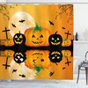 Creepy Halloween Shower Curtain With Scary Pumpkin Print For Bathroom