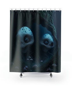 Creepy Mushrooms And Fungi Shower Curtain For Gothic Bathroom Decor