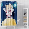 Crescent Moon Blue Teddy Bear Shower Curtain for Kids, Colorful Bath Decor
