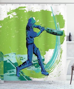 Cricket Pitching Win Game Shower Curtain For Sports Enthusiasts