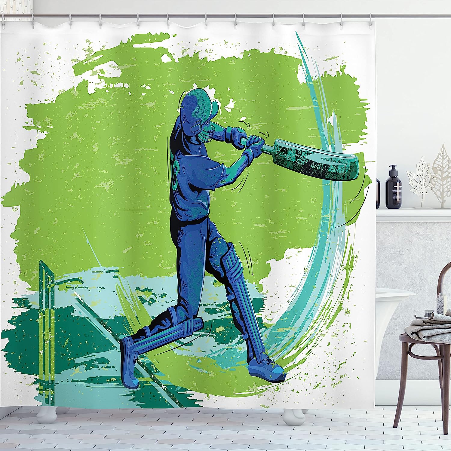 Cricket Pitching Win Game Shower Curtain For Sports Enthusiasts