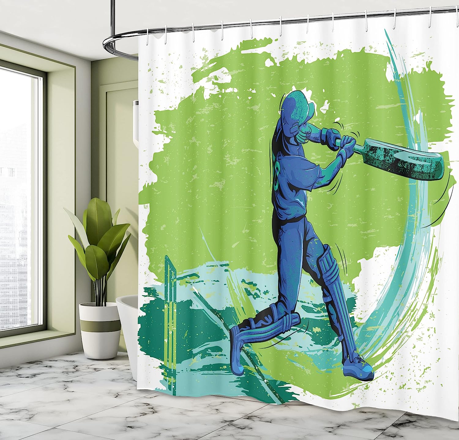 Cricket Pitching Win Game Shower Curtain For Sports Enthusiasts - Image 4