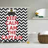 Crimson Chevron Captain Stripes Geometric Shower Curtain For Nautical Decor