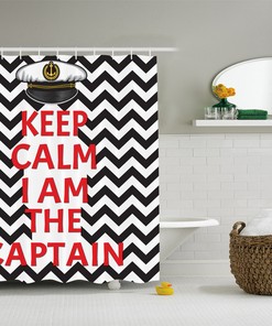Crimson Chevron Captain Stripes Geometric Shower Curtain For Nautical Decor