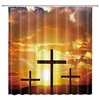 Cross And Rising Sun Scenery Shower Curtain For A Calming Bath