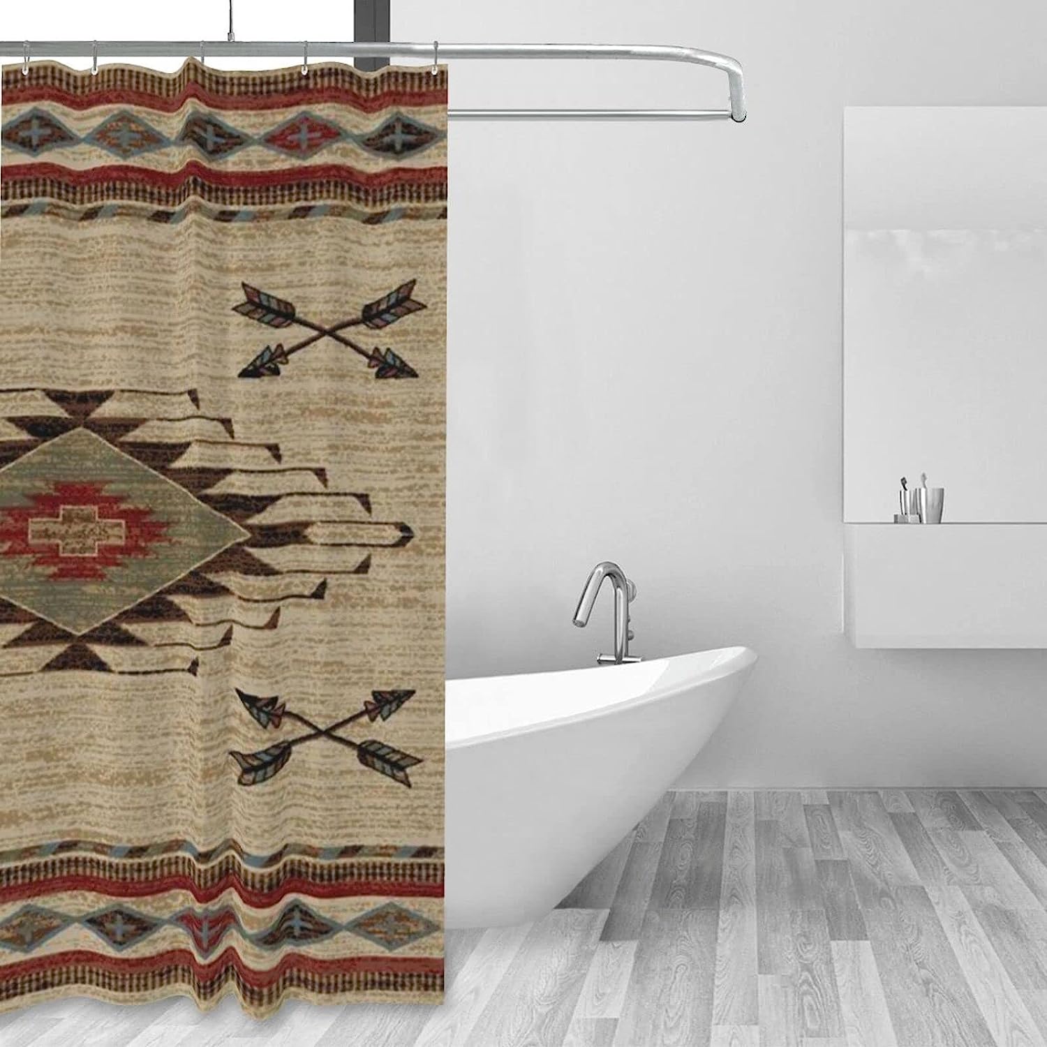 Cross Arrows Native American Shower Curtain - A Stunning Southwest Bathroom Curtain with a Modern Twist