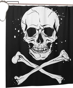 Crossbones Pirate Flag Waterproof Bathroom Shower Curtain for Themed Bathroom Decor