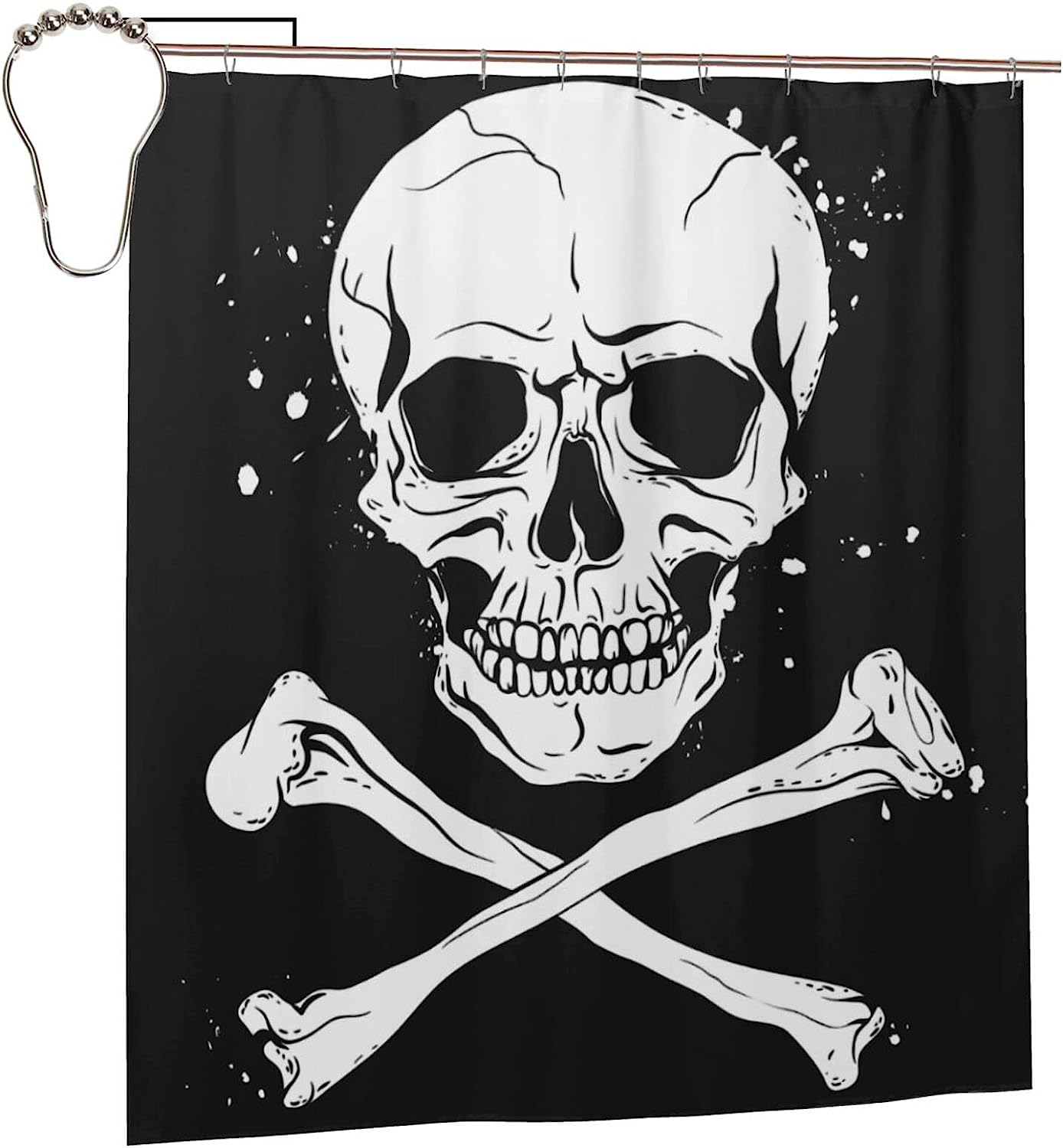 Crossbones Pirate Flag Waterproof Bathroom Shower Curtain for Themed Bathroom Decor
