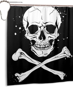 Crossbones Pirate Flag Waterproof Bathroom Shower Curtain for Themed Bathroom Decor