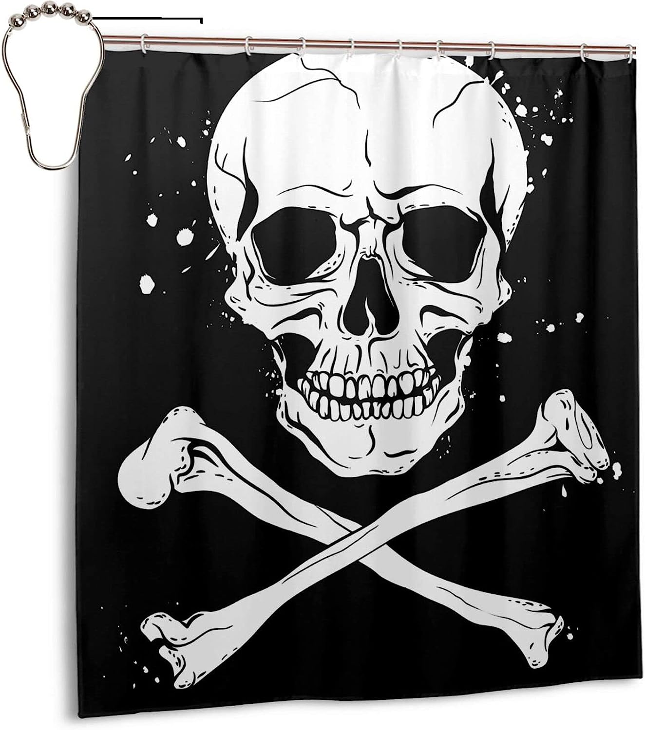 Crossbones Pirate Flag Waterproof Bathroom Shower Curtain for Themed Bathroom Decor