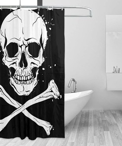 Crossbones Pirate Flag Waterproof Bathroom Shower Curtain for Themed Bathroom Decor