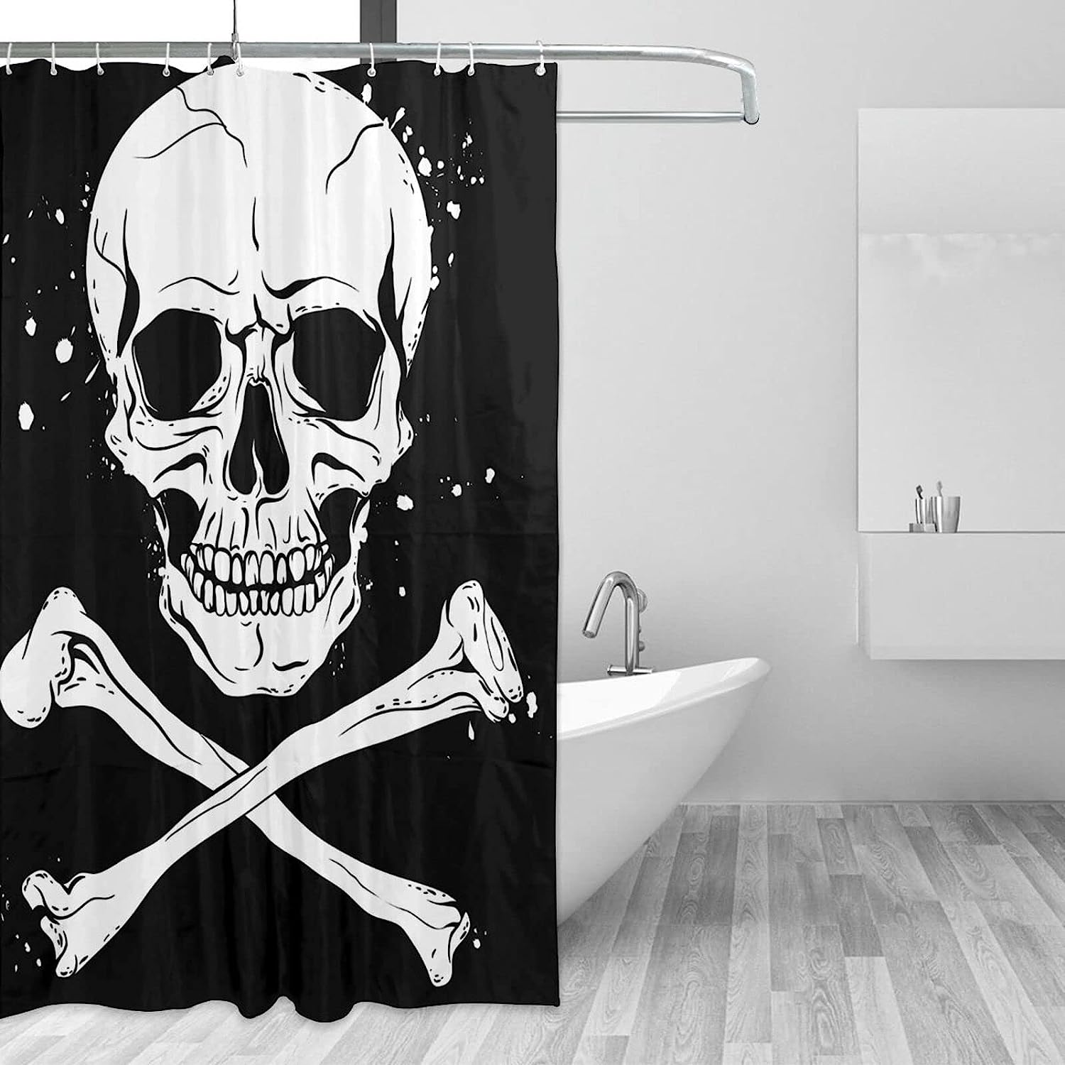Crossbones Pirate Flag Waterproof Bathroom Shower Curtain for Themed Bathroom Decor