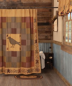 Crow Star Primitive Country Shower Curtain for Farmhouse Bathroom Home Decor