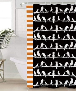 Crow and Owl Silhouette Stripe Background Unique Shower Curtain for Bathroom Decor