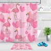 Crown Flamingos Pink Hearts Shower Curtain for Bathroom Decor